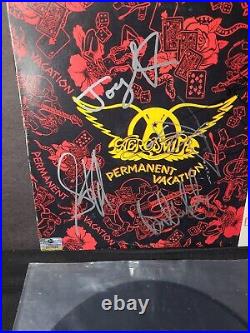AEROSMITH Permanent Vacation Autographed Vinyl Cover Album ALL 5 MEMBERS