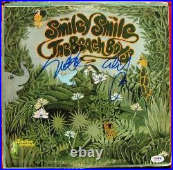 Beach Boys 2x signed Smiley Smile LP Album Cover PSA/DNA Mike Love Al Jardine