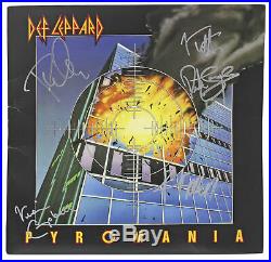 Def Leppard (5) Elliott, Savage +3 Signed Pyromania Album Cover BAS #A39184