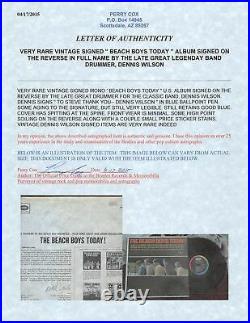 Dennis Wilson Signed The Beach Boys Today! Album Cover With Vinyl BAS #A71931