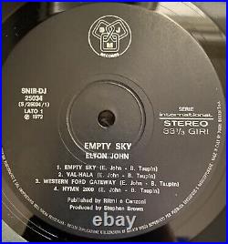 Elton John RARE ITALIAN 1972 Empty Sky Album SNIR-DJ 25034 33 1/3 RPM EX/VG