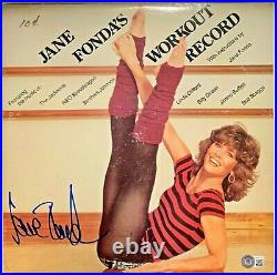 Jane Fonda Signed Workout Record Album Cover BAS Beckett Witnessed