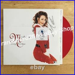 Mariah Carey MERRY CHRISTMAS Signed /Autographed Cover RED Vinyl LP with COA