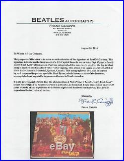 Paul McCartney 2011 Signed Sgt. Peppers Album Cover With Vinyl JSA & Caiazzo LOA