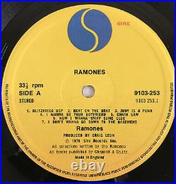 Ramones Self Titled Lp Sire Uk 1976 First Pressing Near Mint Pro Cleaned
