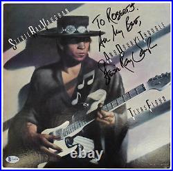Stevie Ray Vaughan All My Best Signed Texas Flood Album Cover With Vinyl BAS