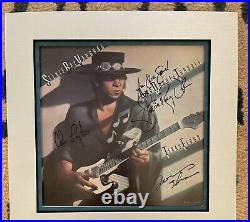 Stevie Ray Vaughan Signed X 3 Texas Flood Album Cover And Custom Matting Display