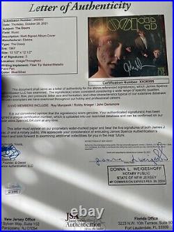 The Doors signed X3 JSA COA record album cover Ray John Robby Jim Morrison psa