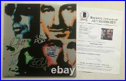 U2 (Bono, Edge, Clayton & Mullen) Signed POP LP ALBUM COVER with Beckett BAS LOA