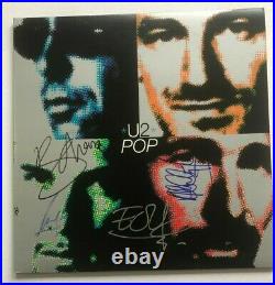 U2 (Bono, Edge, Clayton & Mullen) Signed POP LP ALBUM COVER with Beckett BAS LOA