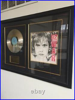 U2 Collectible Art War Album Gold Record & Cover autographed by ENTIRE band