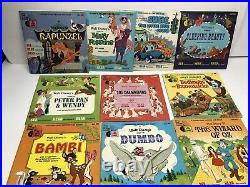 Vintage Walt Disney LP Vinyl Records Children Albums Soundtrack Books Lot of 25