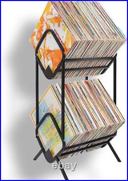 Vinyl Record Holder 2-Tier, Stackable up to 220 Albums, 7 or 12-Inch LP Storage