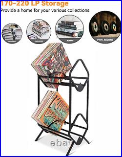 Vinyl Record Holder 2-Tier, Stackable up to 220 Albums, 7 or 12-Inch LP Storage